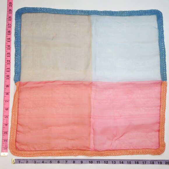 Lot 5 Vintage Handkerchiefs from the 50's handmade borders - Picture 4 of 13